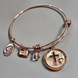 Footnotes Faith Makes It Possible Bangle Bracelet Stainless Steel Rose Tone